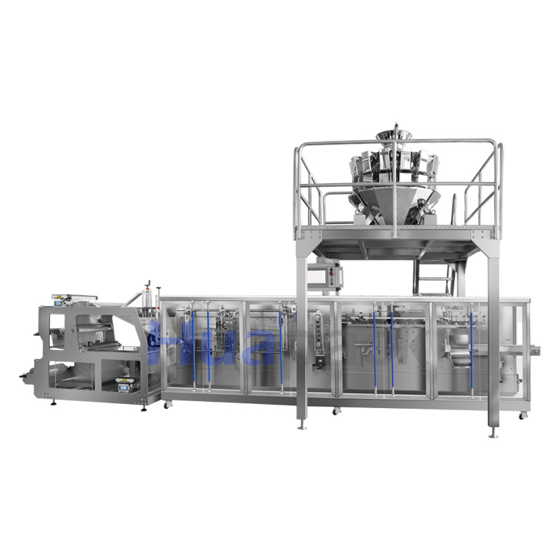 Máquina de Embalagem Automática Horizontal Multifuncional para Sacos Stand-up com Zíper para Snacks, Granulados, Formar, Preencher e Selar