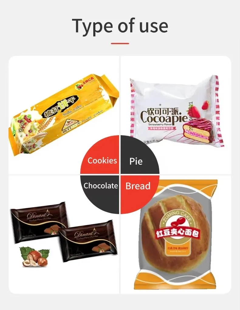Máquina de Embalagem Flow Pack Horizontal de Alta Velocidade para Doces, Pães, Croissants, Biscoitos e Barras de Chocolate