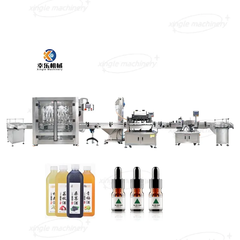 Linha de embalagem de enchimento e tampagem de garrafas plásticas de óleo de semente de girassol, molho de alimentos e bebida de suco de fruta automática