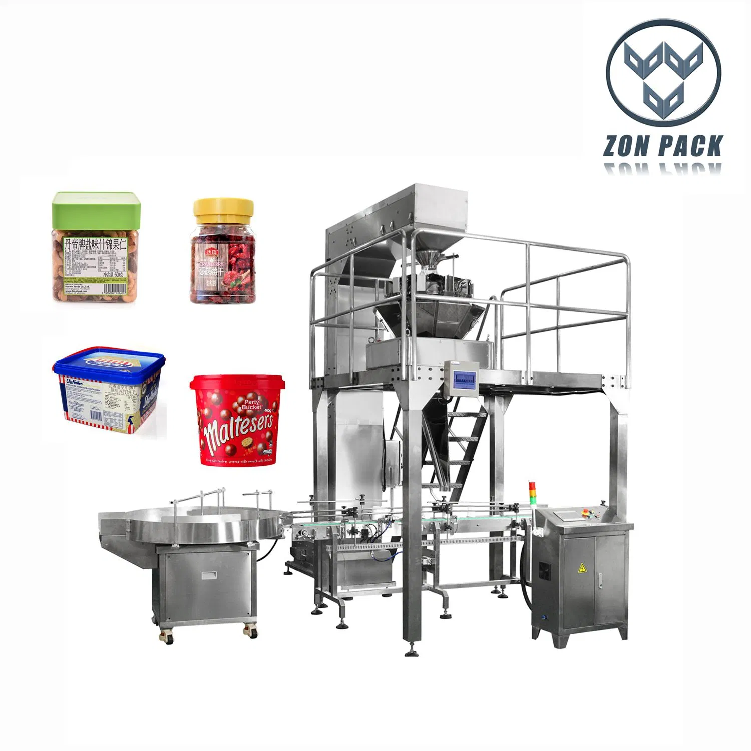 Máquina de Embalagem Automática para Frascos de Plástico / Vidro para Snacks, Doces, Gomas e Nozes
