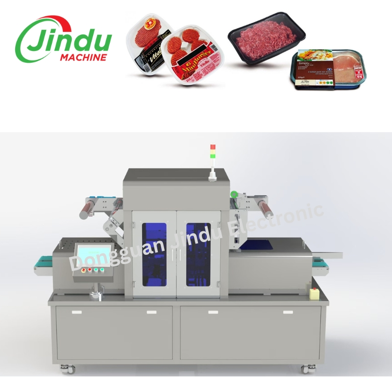 Máquina Seladora de Bandejas para Embalagem em Atmosfera Modificada para Carne, Peixe, Frutos do Mar, Vegetais e Frutas