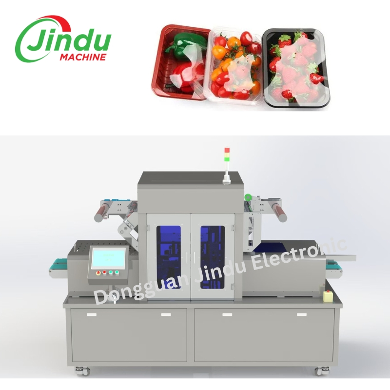 Máquina Seladora de Bandejas para Embalagem em Atmosfera Modificada para Carne, Peixe, Frutos do Mar, Vegetais e Frutas