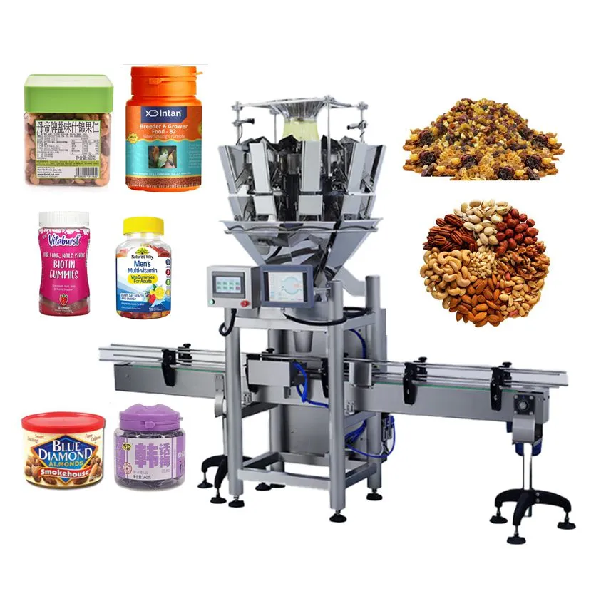 Máquina de Embalagem Automática para Frascos de Plástico / Vidro para Snacks, Doces, Gomas e Nozes