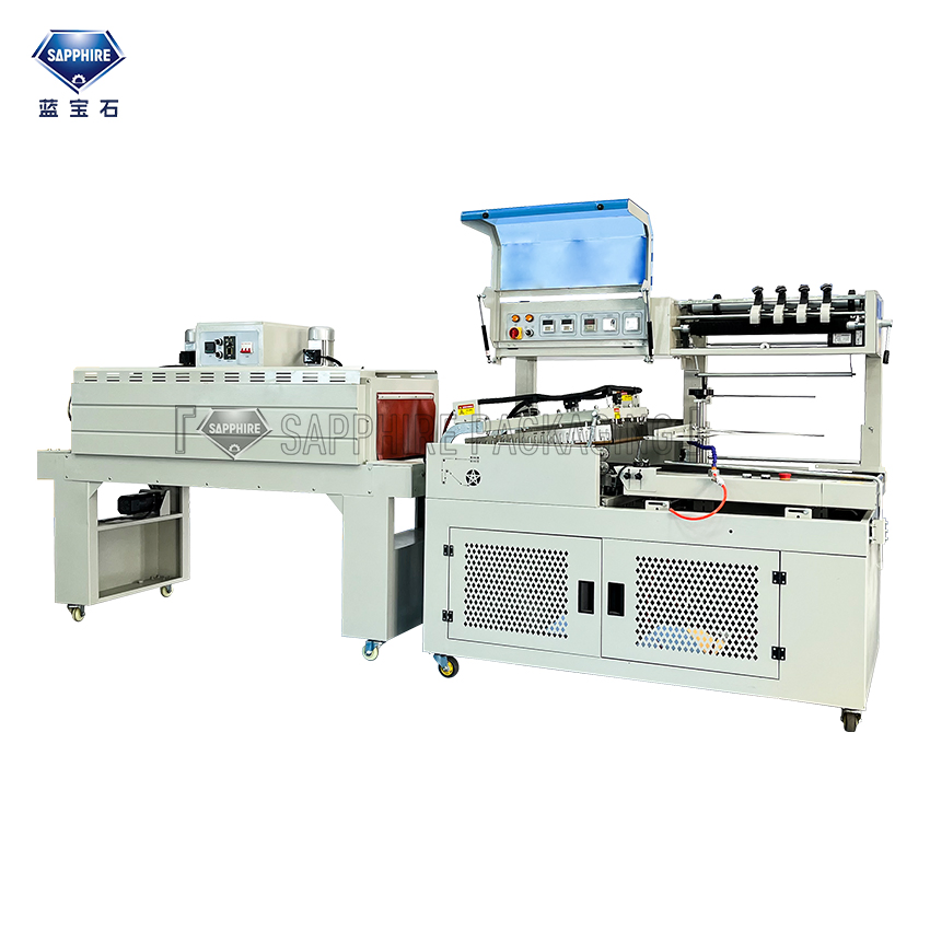 L450 Máquina de Encolhimento e Corte da Série L Máquina de Encolhimento Adequada para Embalagem Externa de Presentes, Produtos de Limpeza e Alimentos com 300°C Túnel de Encolhimento