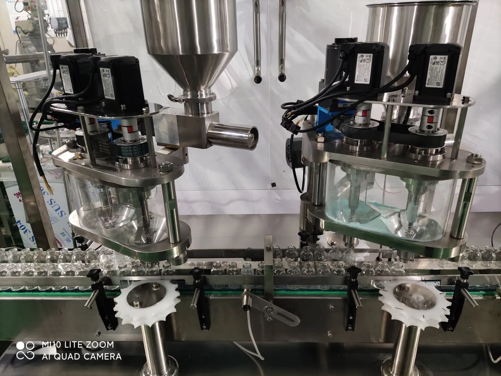 Linha de Produção Automática Completa para Enchimento de Pó em Frascos, Fechamento e Crimpagem