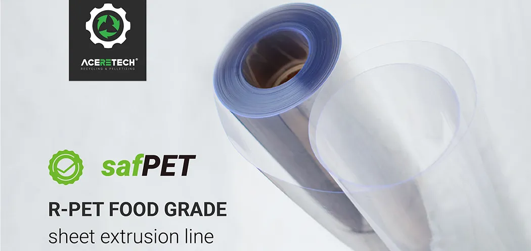 Linha de Pelotização de R-Pet para Flocos de Embalagem Alimentícia Linha de Extrusão de Folhas