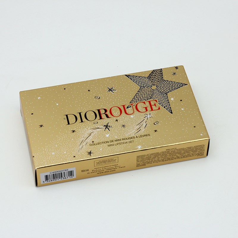 Custom CMYK Printed Gold Cardboard Folding Box For Lipstick