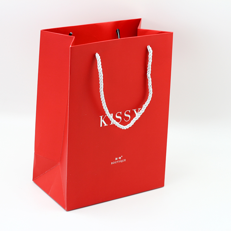 Cheap  Red Color Matte Lamination Coated Paper Bag Withr Nylon Handle Customized Manufacturer, Pricelist