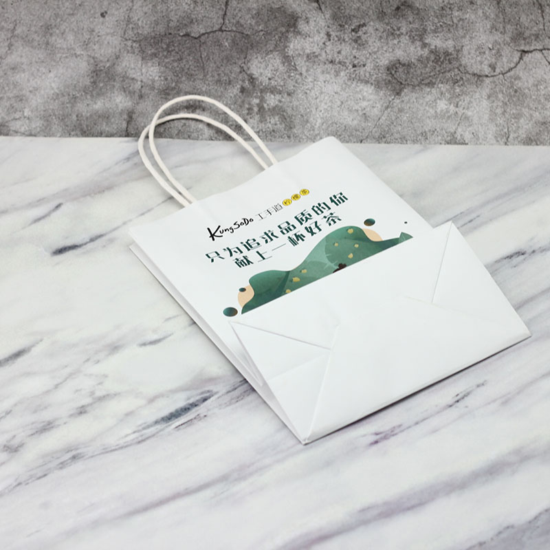 Wholesale Customized logo Printed White Kraft Paper Bag With White Kraft Paper Handle Factories, Companies