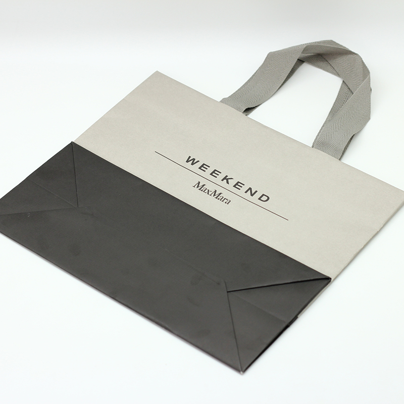 OEM  Grey Color Custom Logo Coated Paper Bag With Handle For Shopping Pricelist, Product