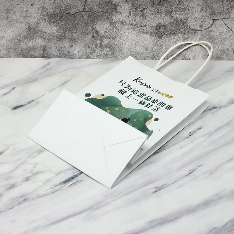 Wholesale Customized logo Printed White Kraft Paper Bag With White Kraft Paper Handle Factories, Companies
