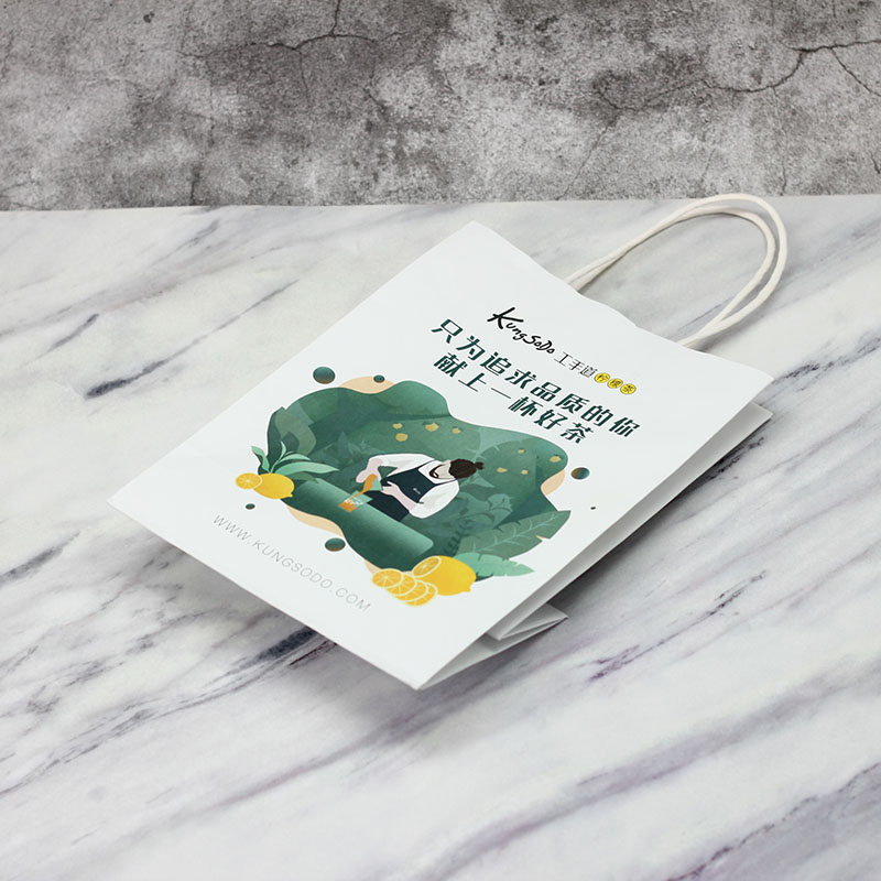 Wholesale Customized logo Printed White Kraft Paper Bag With White Kraft Paper Handle Factories, Companies