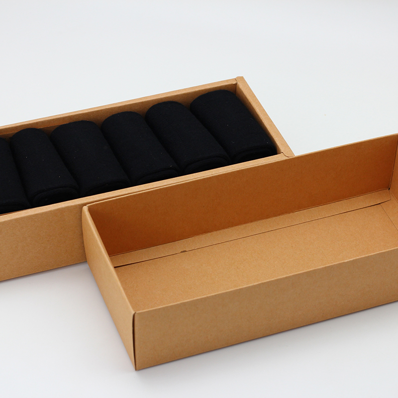 ODM Black Print Rectangle Kraft Paper Box 2-Pieces Socks Packaging Manufacturers, Factories