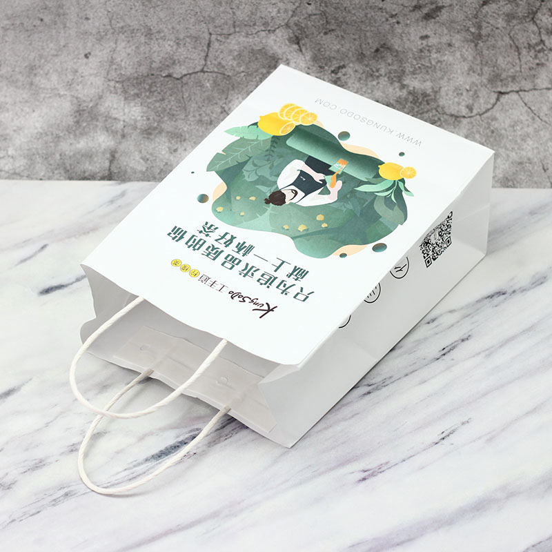 Wholesale Customized logo Printed White Kraft Paper Bag With White Kraft Paper Handle Factories, Companies