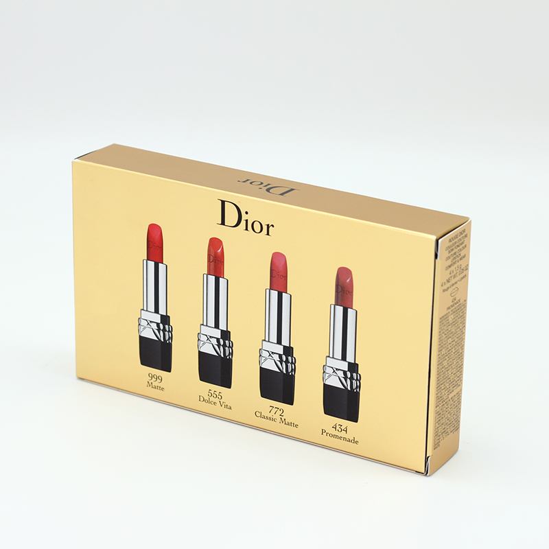Custom CMYK Printed Gold Cardboard Folding Box For Lipstick