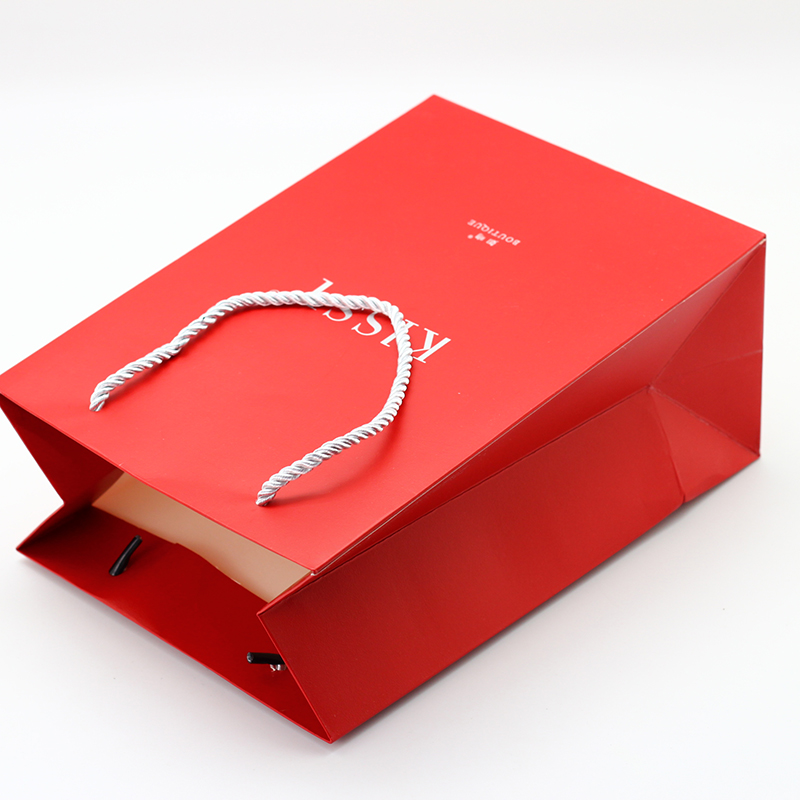 Cheap  Red Color Matte Lamination Coated Paper Bag Withr Nylon Handle Customized Manufacturer, Pricelist