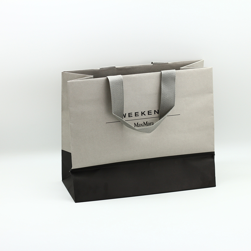 OEM  Grey Color Custom Logo Coated Paper Bag With Handle For Shopping Pricelist, Product