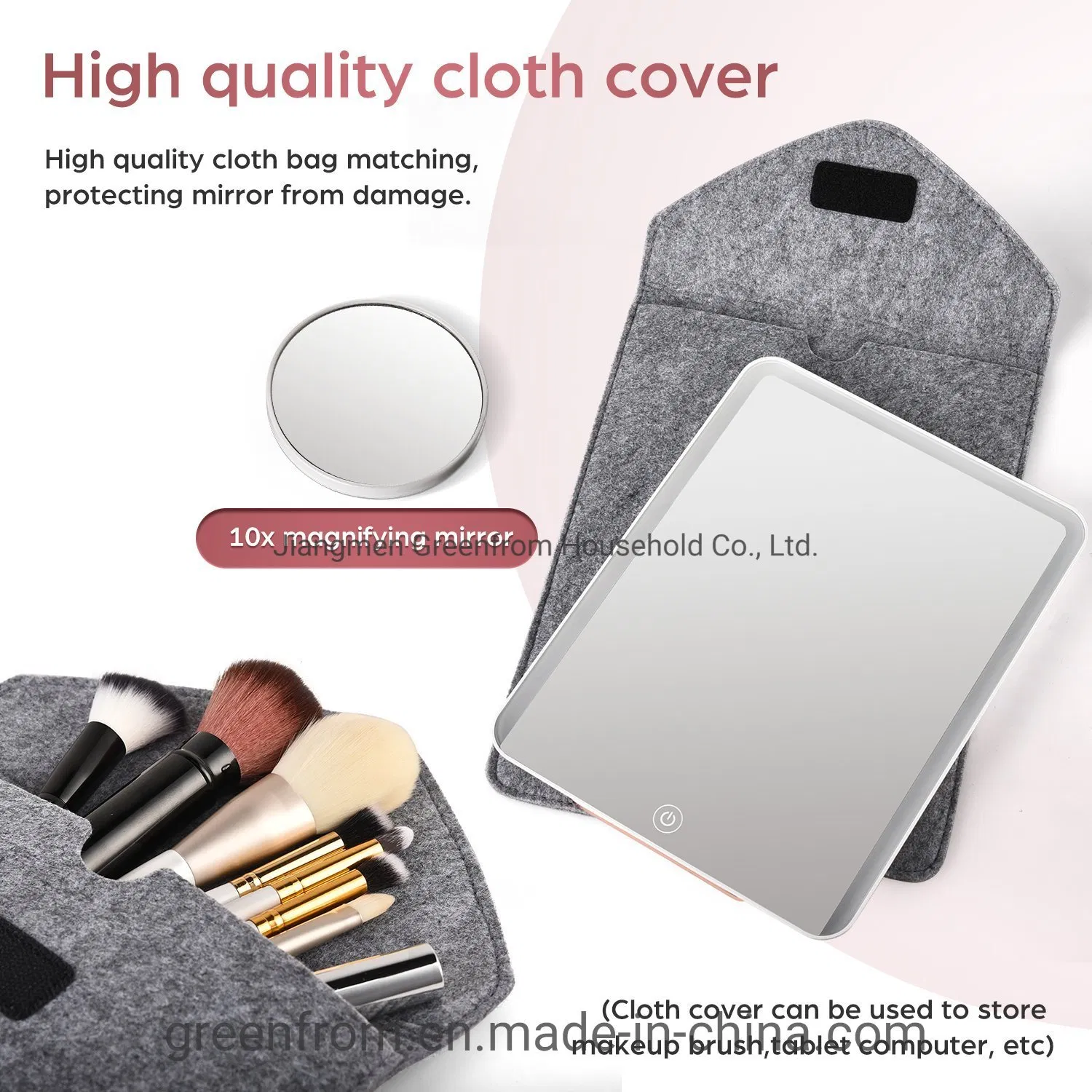 Ultra Thin Table Portable Makeup LED Slim Vanity Mirror for Travel