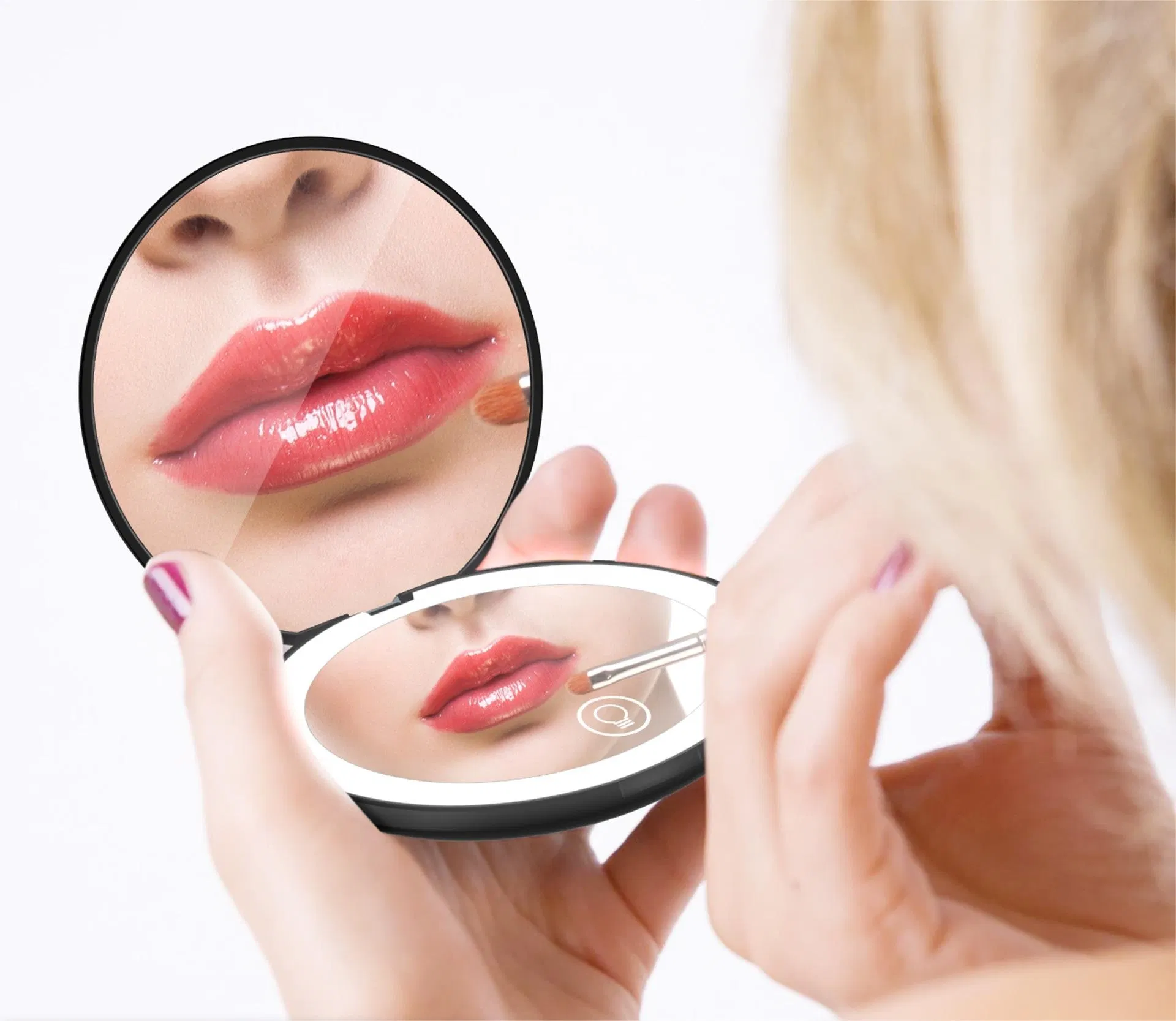 Travel Collapsible LED Light USB Charging Portable Touch Screen Makeup Mirror