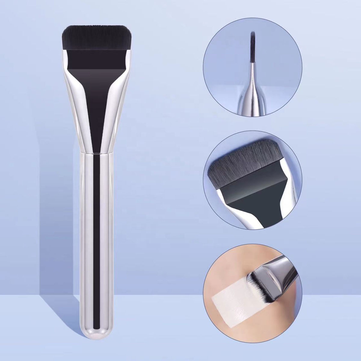Hot Sell Thin Mask Blender Contour Tool One Line Flat Top Foundation Brush Your logo Liquid Cream Buffing Makeup Brushes