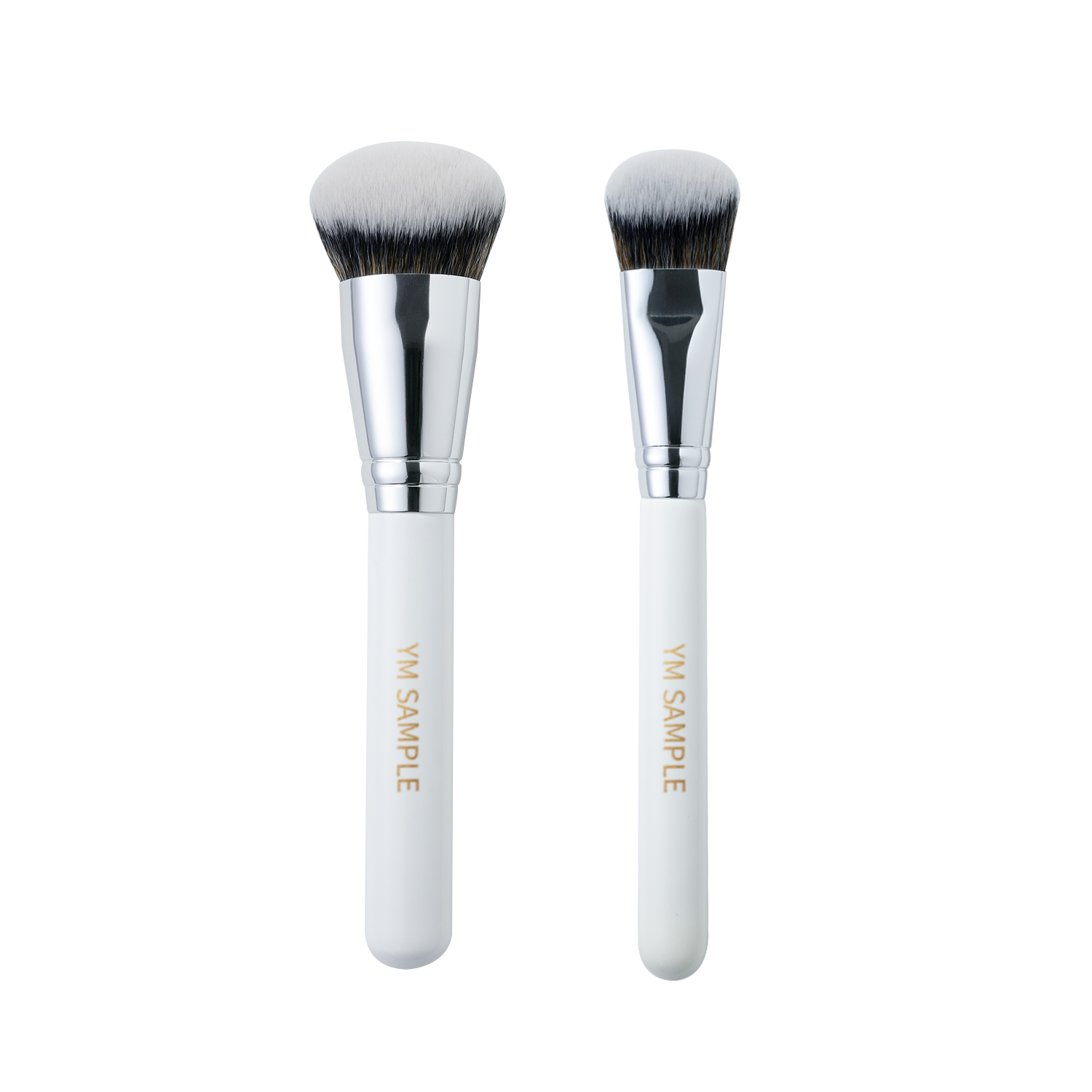 YM White Single Makeup Brush Private Label Custom Logo Dense Hair Angled Foundation Brush Concealer Brush for Liquid Makeup