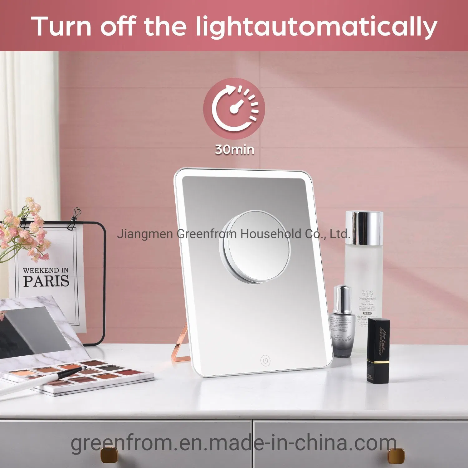 Ultra Thin Table Portable Makeup LED Slim Vanity Mirror for Travel
