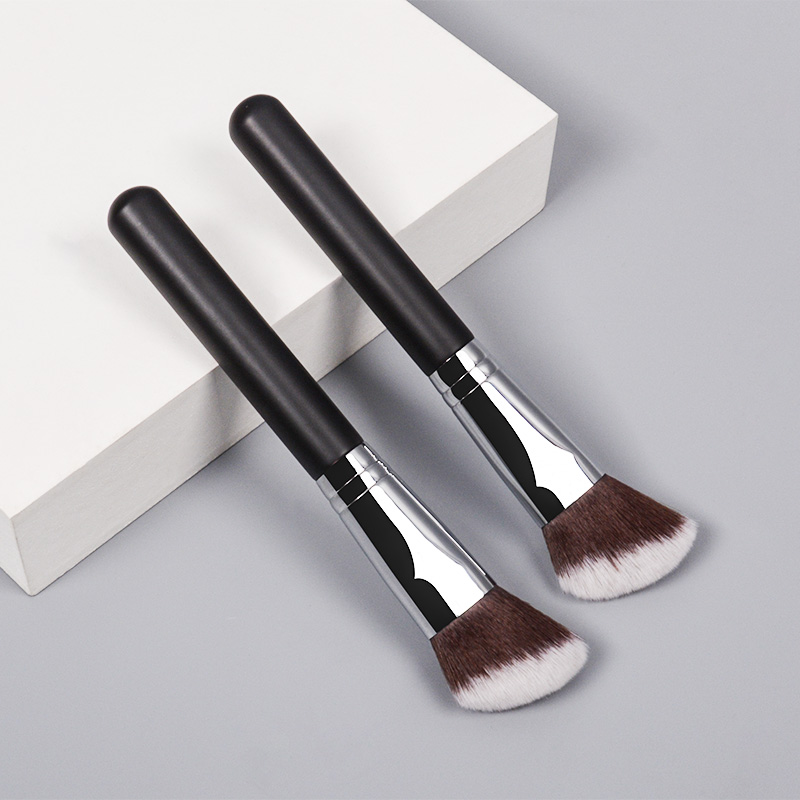 Private Label Angled Blush Brush Duo-Color Synthetic Hair Fluff Bronzer Brush Professional Glow Cheek Brushes for Makeup