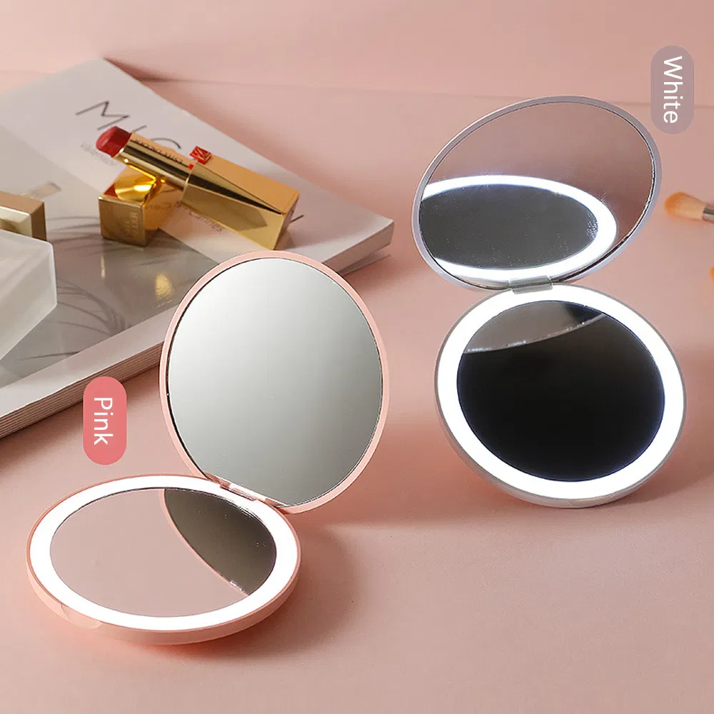 Double Sided LED Light Travel Makeup Portable Mirror