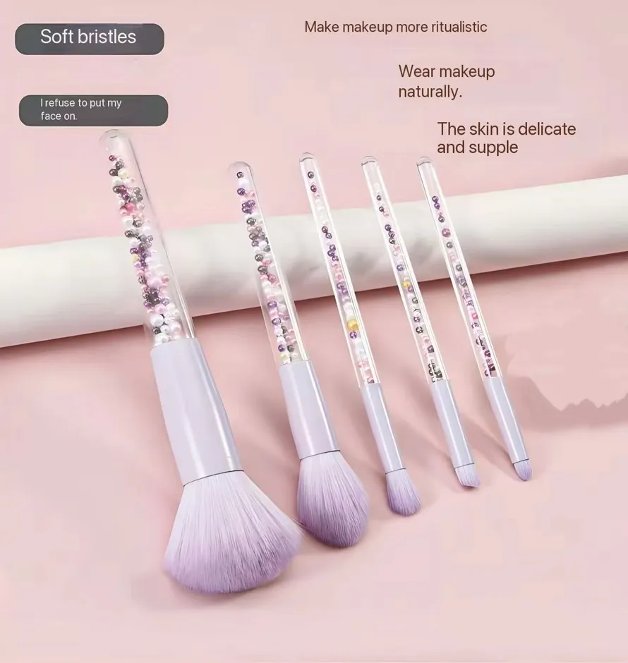 Wholesale 5PCS Pearl Make up Brushes Foundation Powder Highlight Eyebrow Brush Cosmetic Tool Beauty Makeup Brush Set