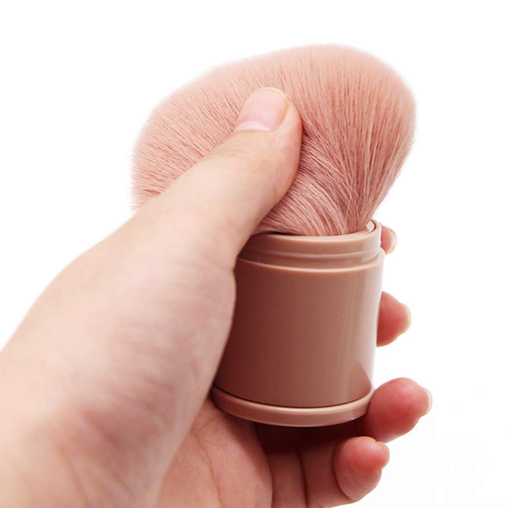 China Factory Pink Travel Blush Brushes Kabuki Foundation Brush Portable Face Powder Brush with Cover