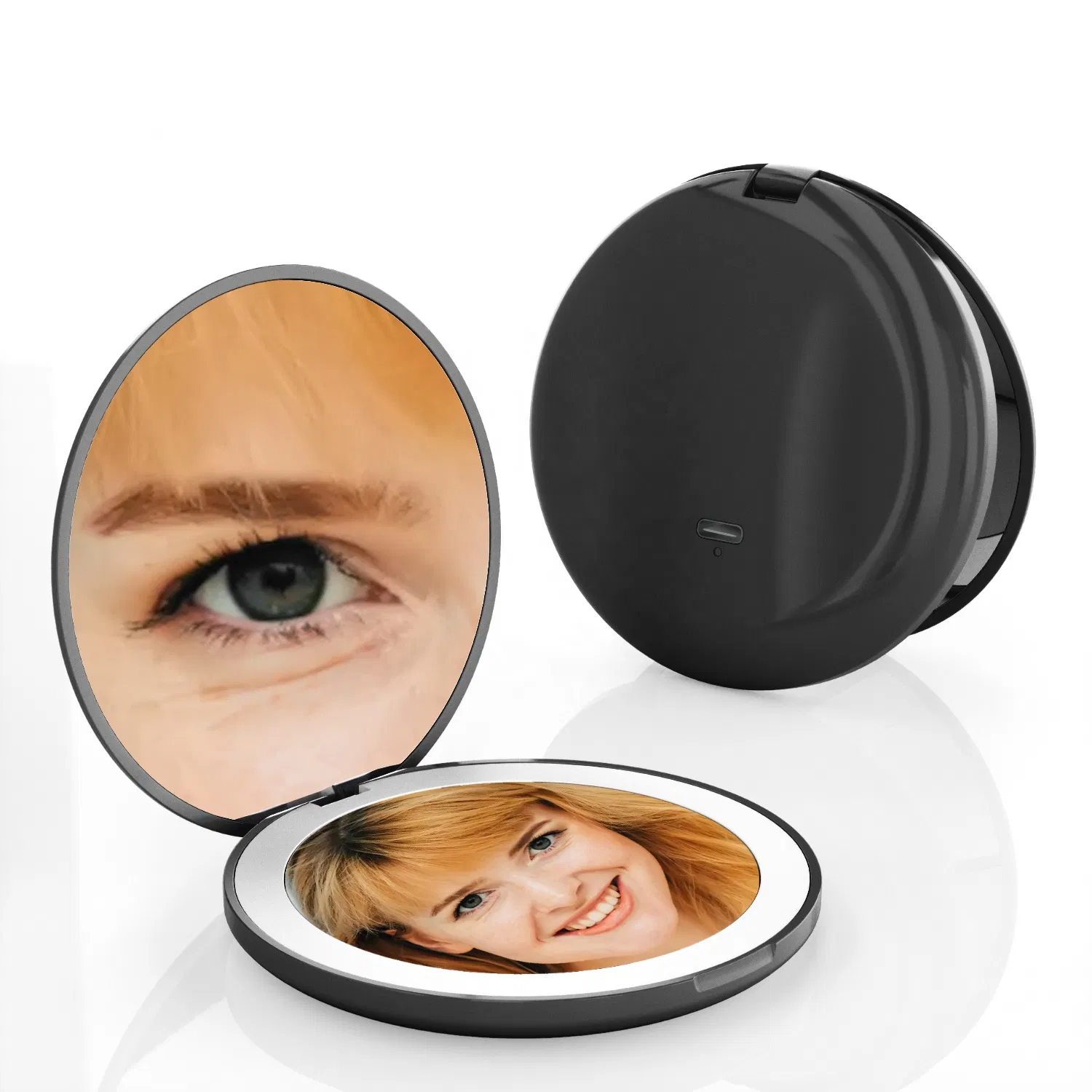 Travel Collapsible LED Light USB Charging Portable Touch Screen Makeup Mirror