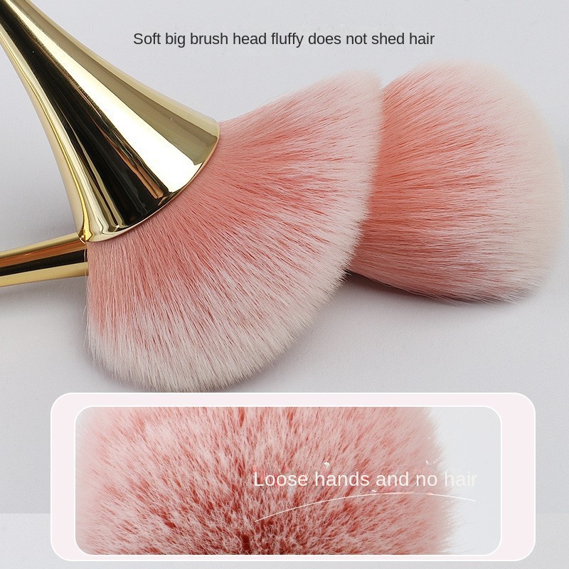 Small Waisted Angular Blush Powder Brush with Synthetic Hair Long Plastic Handle for Face Application
