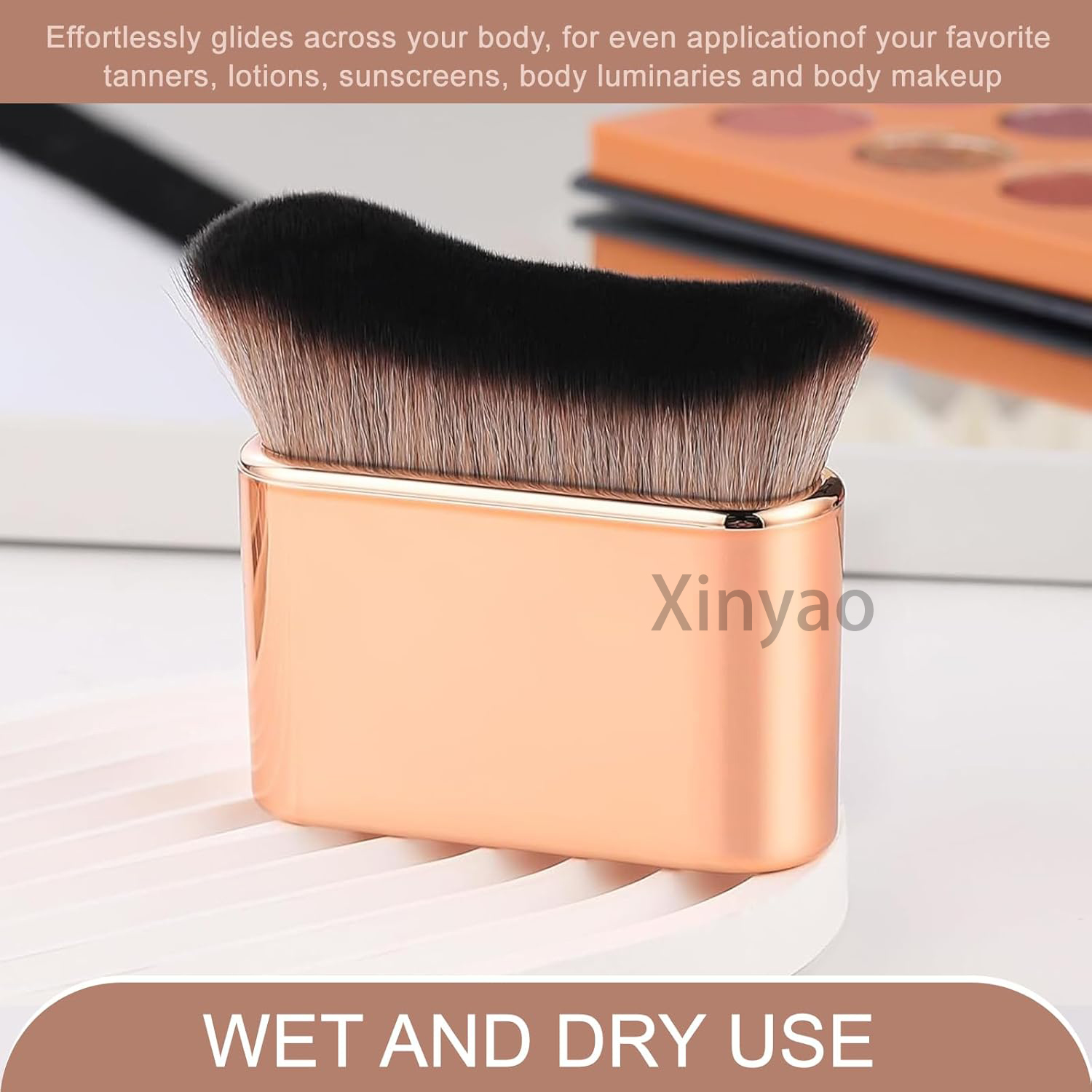 Custom Logo High Quality ABS Kabuki Foundation Self Tan Brush Body Hairbrush Multiuse Sunscreen Tanning Mousse Wet Dry Use
