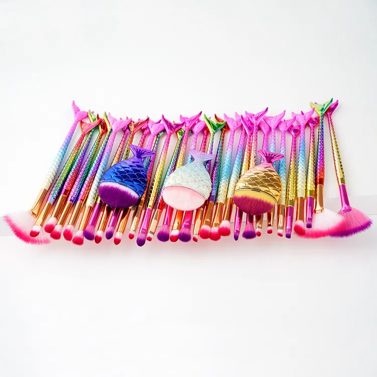 Mermaid Colorful Makeup Brush Set, 11PCS Make up Foundation Eyebrow Eyeliner Blush Cosmetic Concealer Brushes