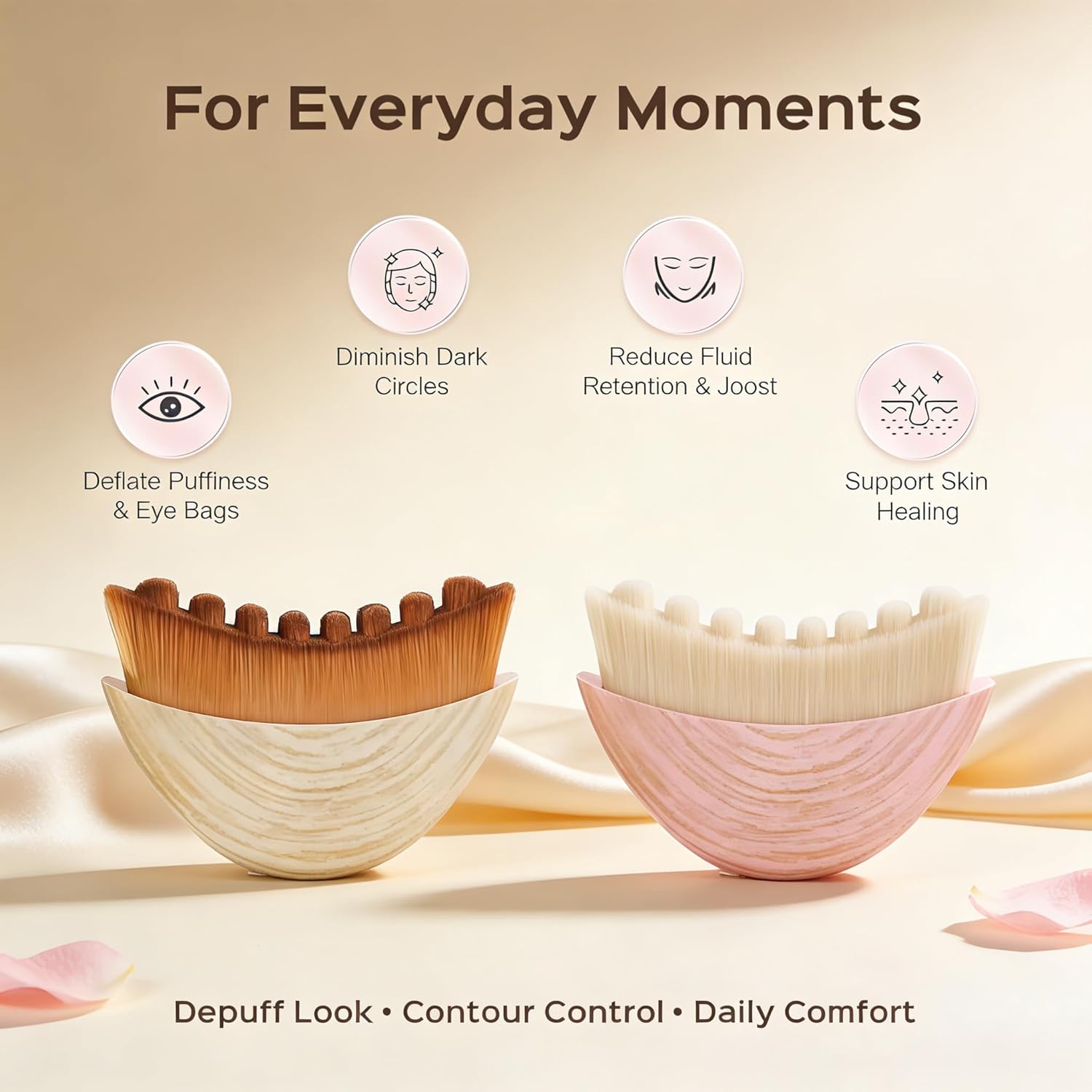 Lymphatic Contour Face Brush Soft Natural Bristle Facial Brush For Lymphatic Drainage Massager Dry Brush For Face Gua Sha Brush