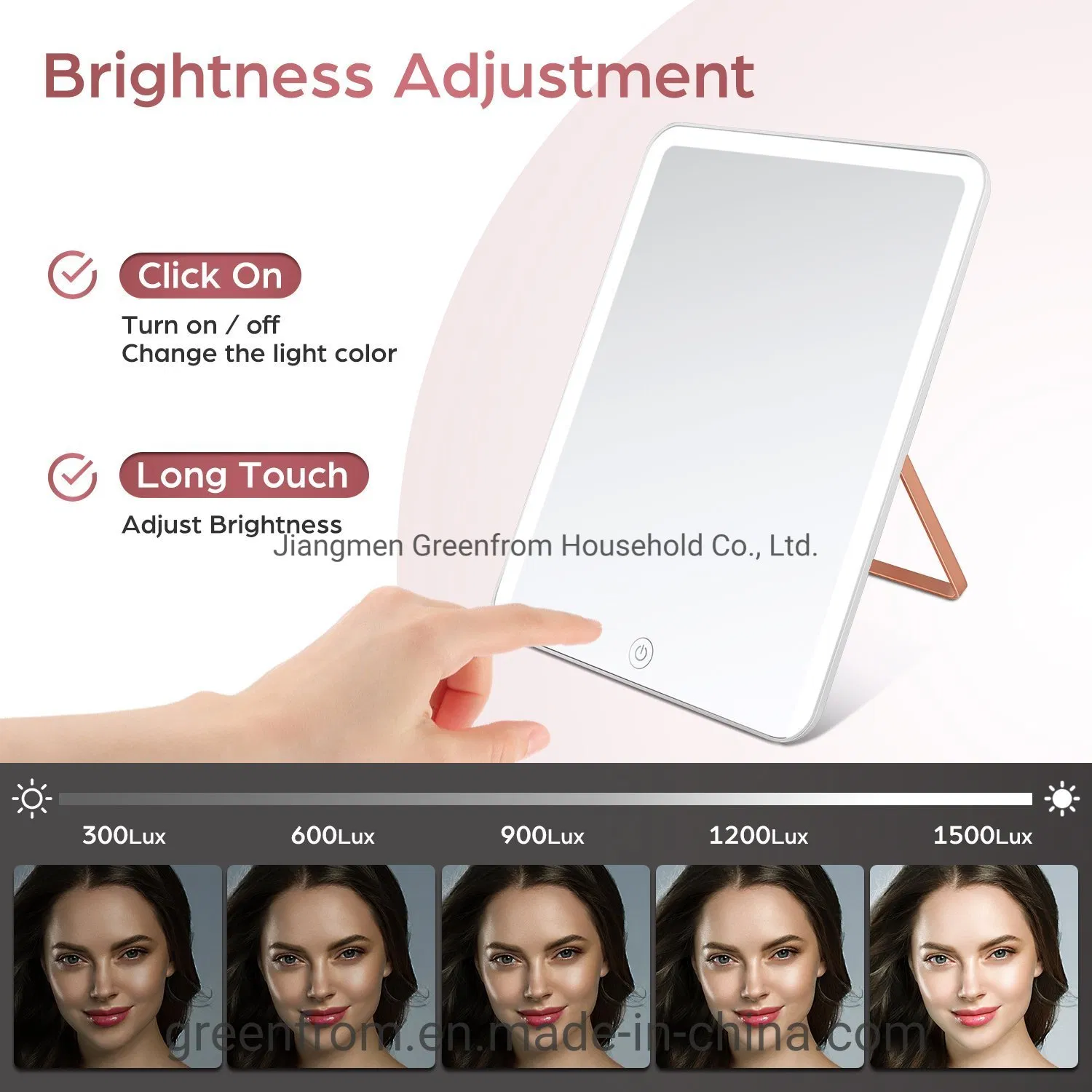 Ultra Thin Table Portable Makeup LED Slim Vanity Mirror for Travel