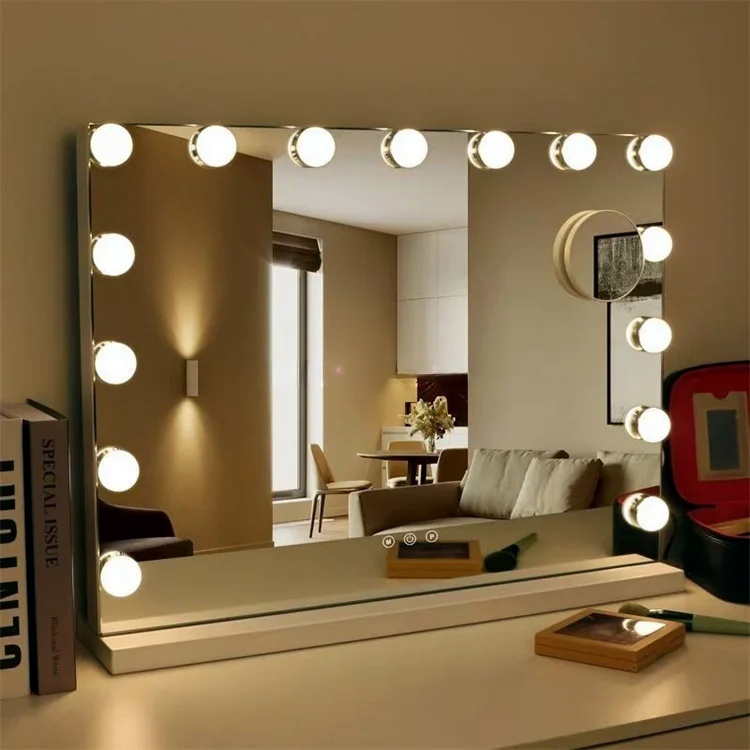 Hollywood Makeup Lighted Mirror Dimmable Led 15 Bulbs for Dressing Room Tabletop Mirror for Cosmetic