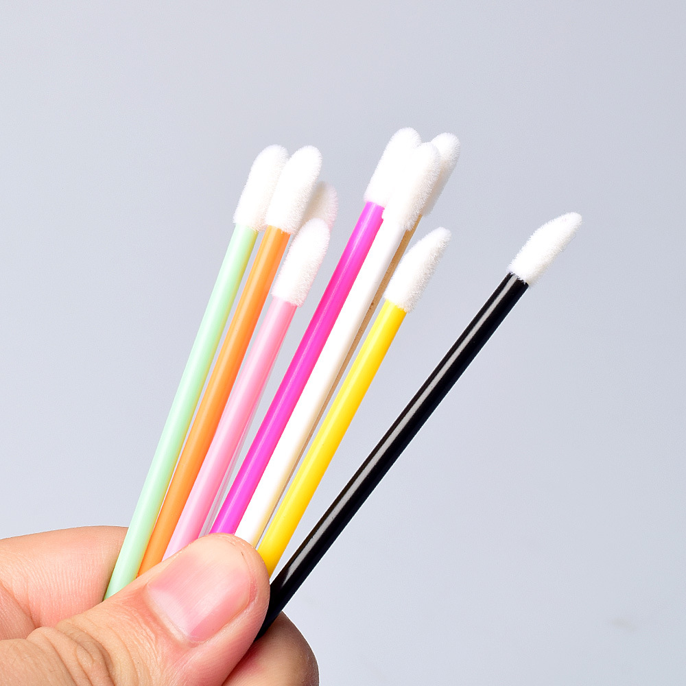 High Quality Custom Logo Flocked Makeup Lipstick Wands Lip Brush Disposable Lip Brush for Eyelash Extension