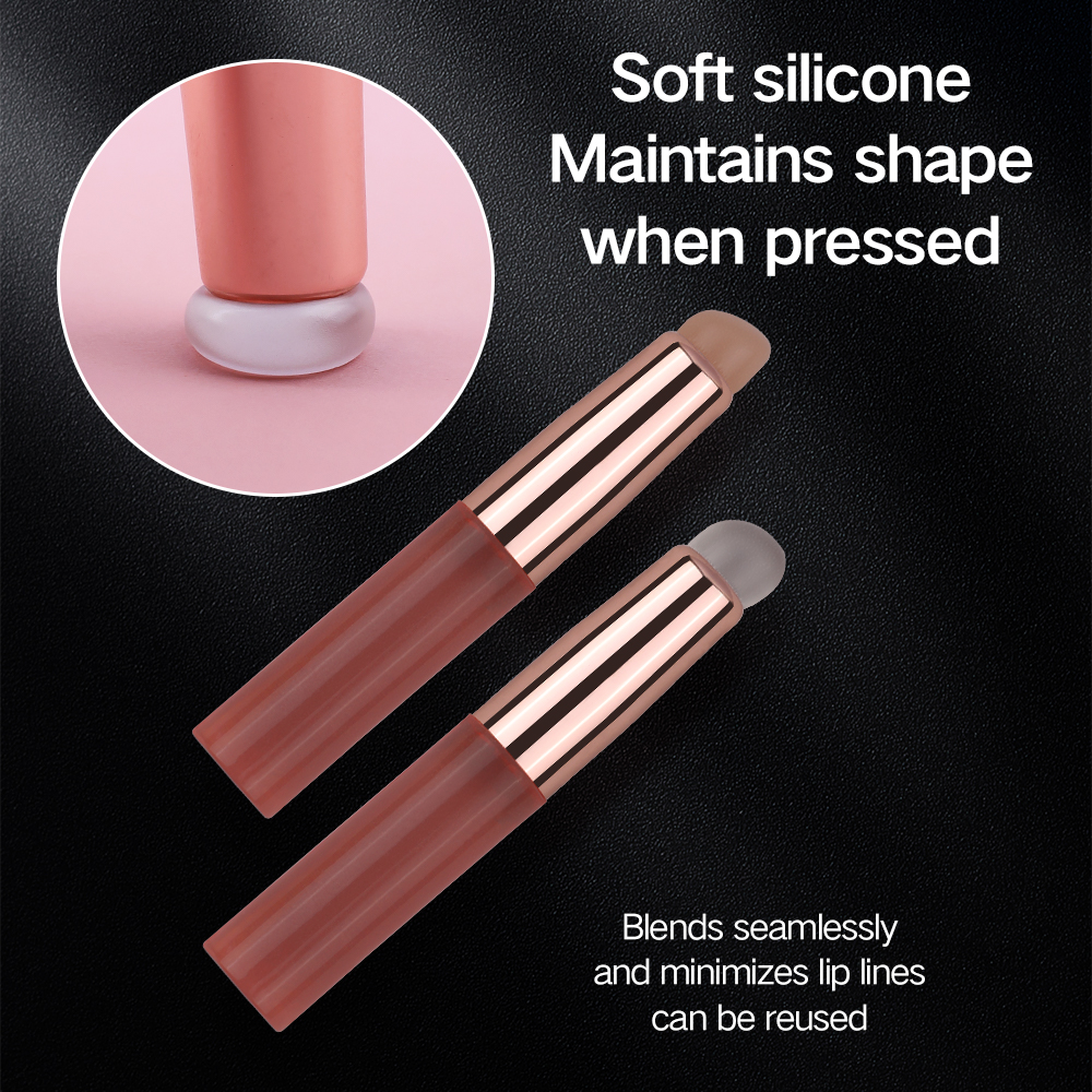Single Professional Silicone Head Lip Brush Lip Balm Gloss Lipstick Applicator with Dust Cover Easy to Clean Lip Makeup Tools