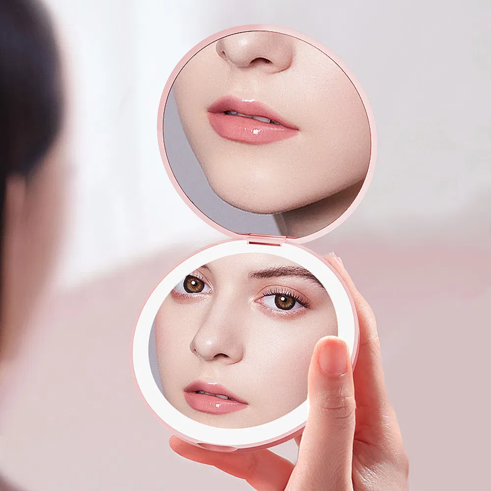 Double Sided LED Light Travel Makeup Portable Mirror