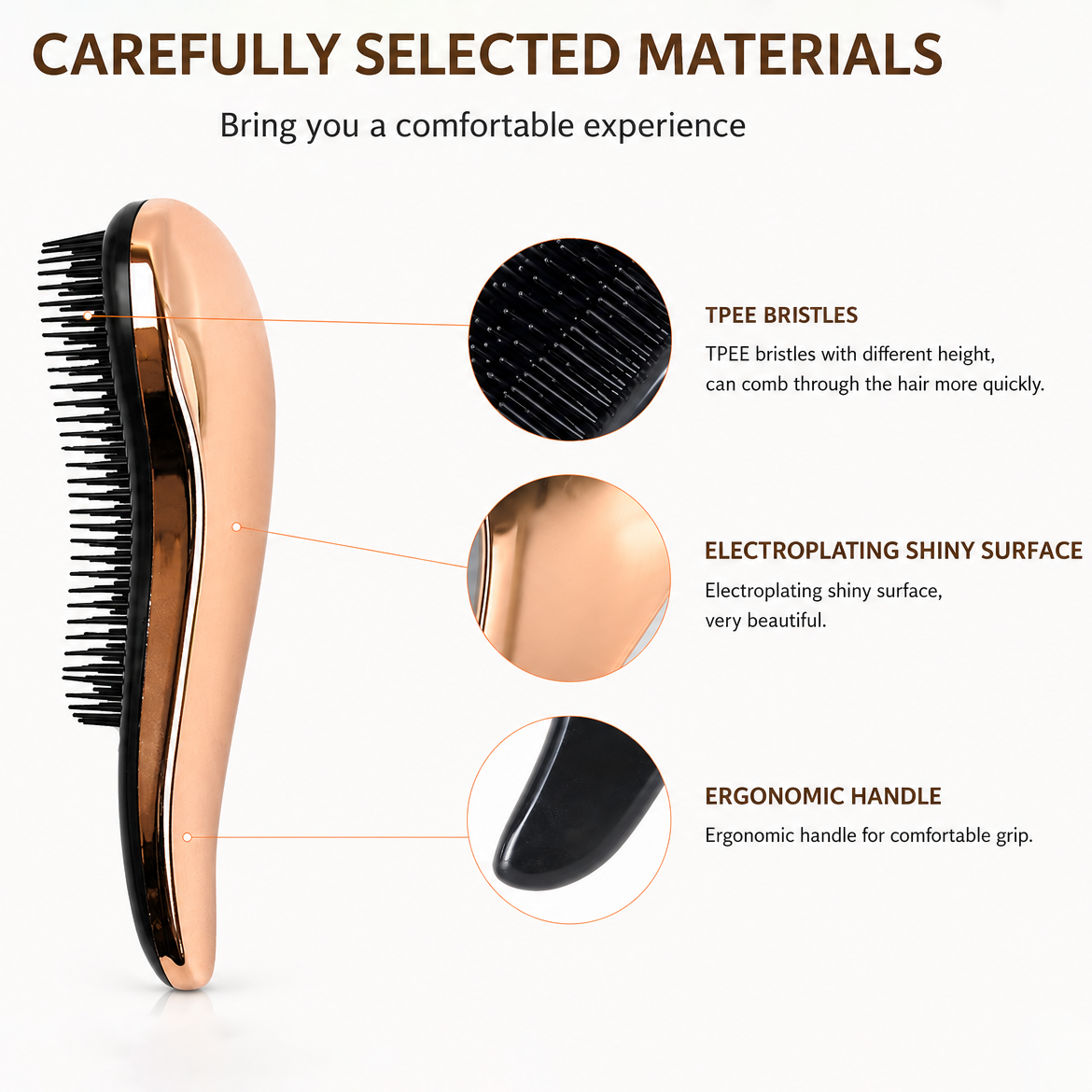 Custom Logo Detangling Hair Brush OEM TPEE Bristle Electroplating Water Transfer Printing Hair Brush Private Label Wholesale