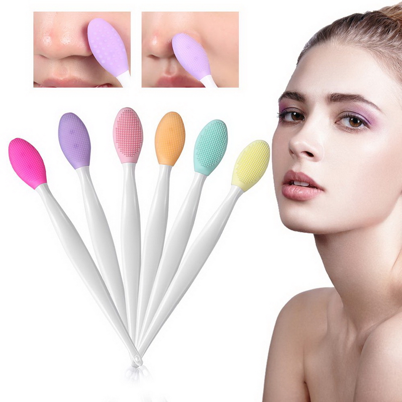 Double Sided Silicone Exfoliating Soft Lip Brush Applicator Wand Tool for Plump Smoother Fuller Lip Appearance