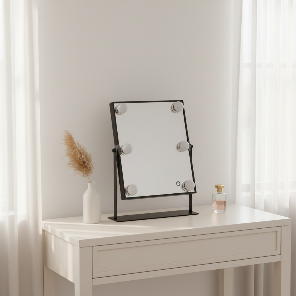 Wholesale LED Hollywood Desktop Vanity Mirror with Dimmable Bulbs Illuminated Makeup Mirror for Women Home Studio OEM