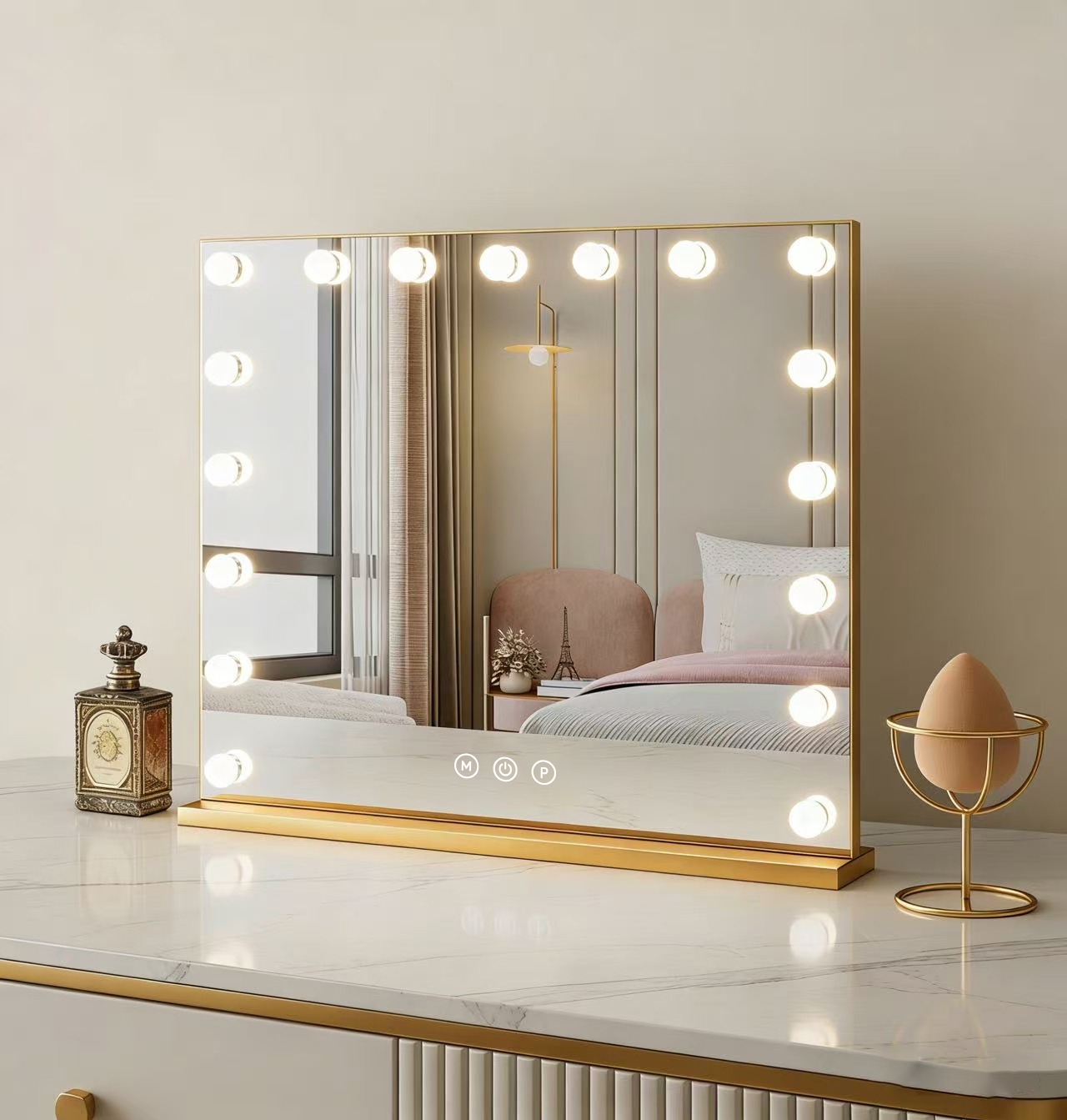 Hollywood Style Vanity Mirror with Lights Smart Dimmable LED Makeup Mirror for Bedroom
