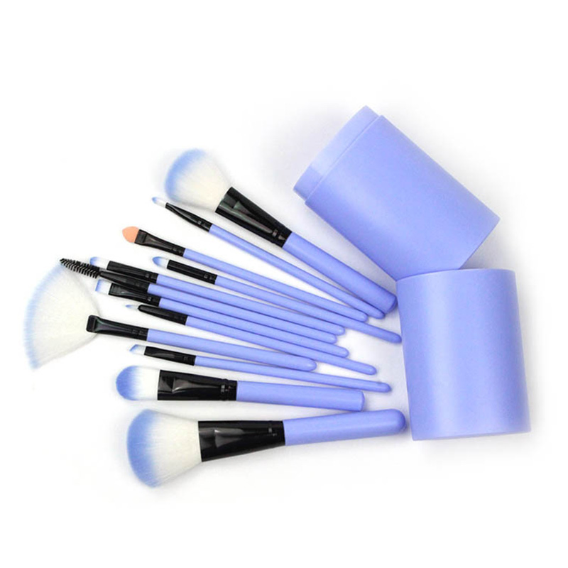Beautichen 12PCS Makeup Brush Sets Handle Comb Brush Eyebrow Brush Cosmetic with Cylinder Box Plastic Synthetic Hair