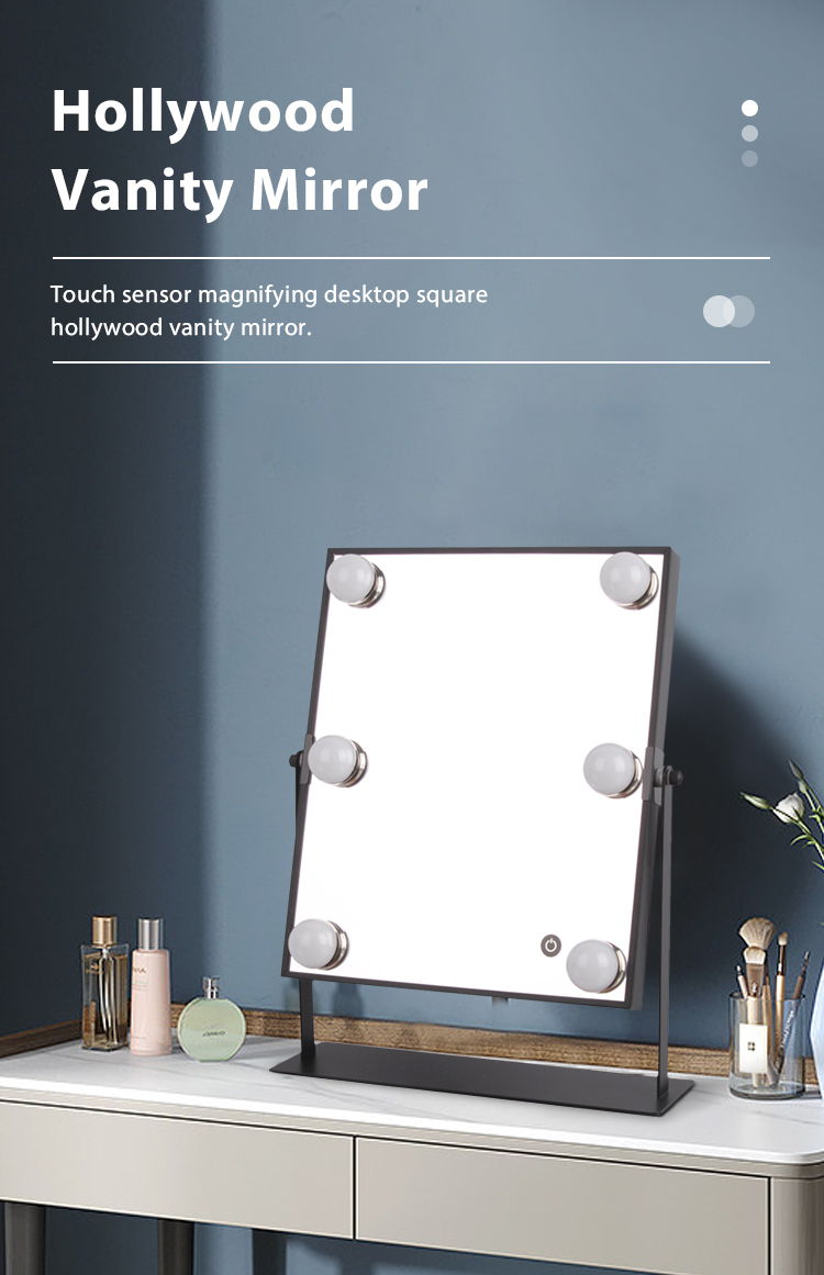 Wholesale LED Hollywood Desktop Vanity Mirror with Dimmable Bulbs Illuminated Makeup Mirror for Women Home Studio OEM