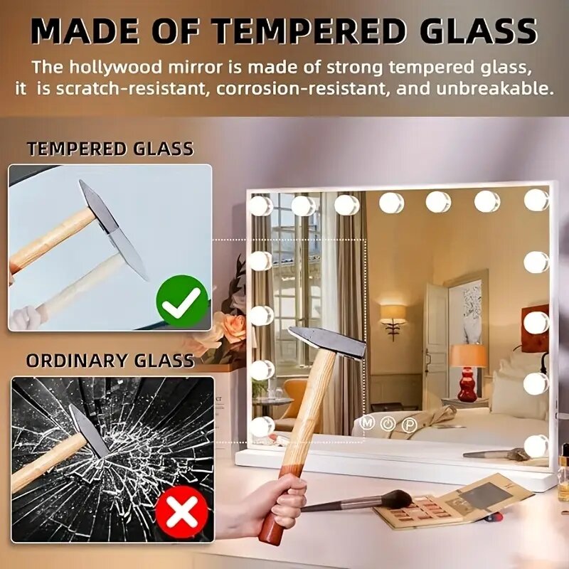 OEM ODM Lighted Makeup Mirror with 15 Dimmable LED Bulbs Tabletop Vanity Mirror Manufacturer