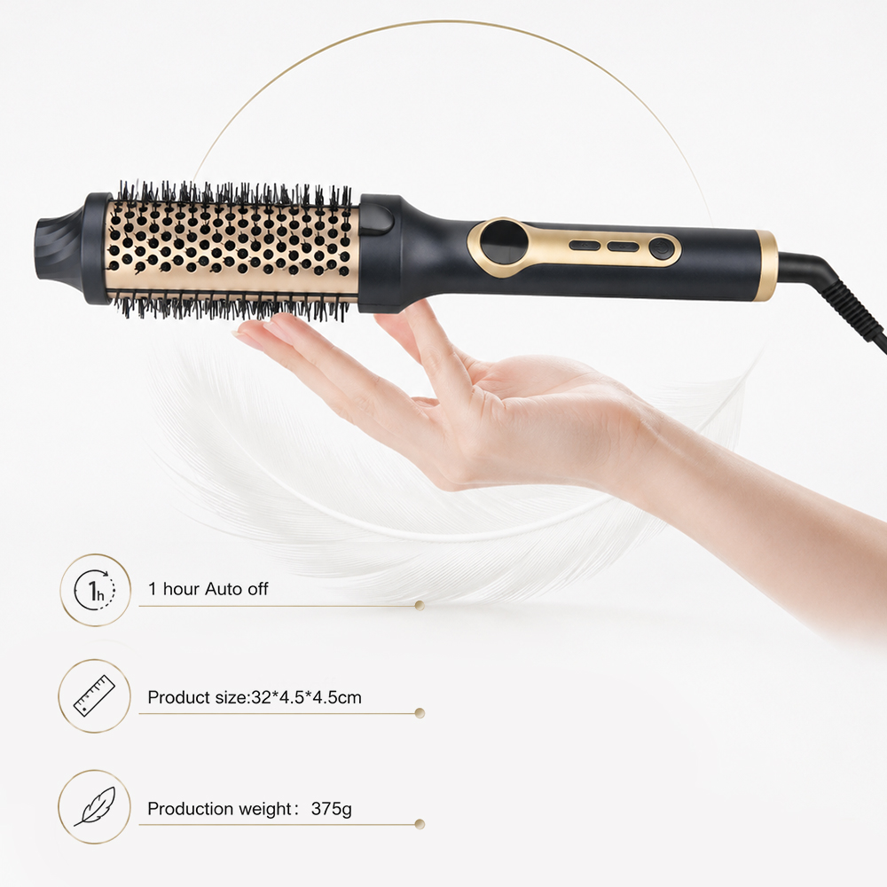 38mm Multi Temperature Settings Auto Shut-Off 1.5 Inch Electric Heated Thermal Brush Professional Electric Hair Curler Brush