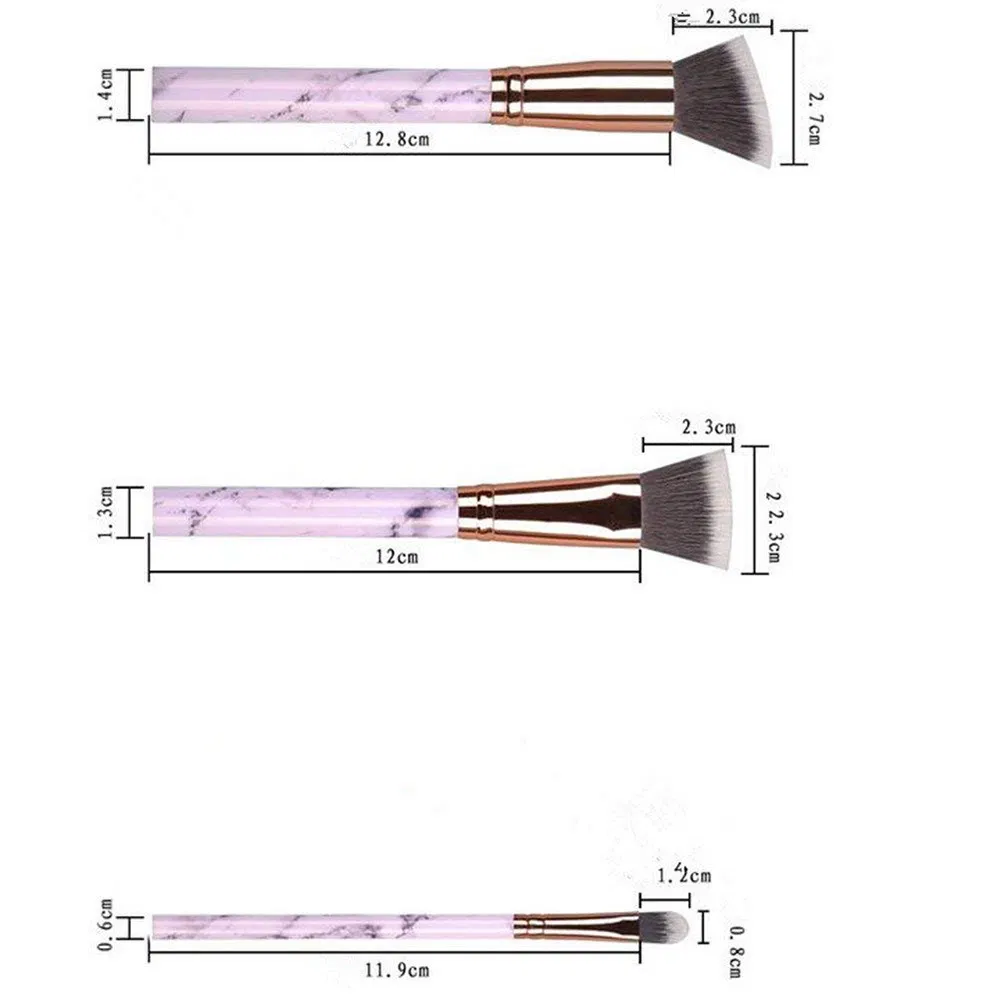 Beautichen 10 Pieces Marble Pattern Professional Makeup Brush Set Kabuki Foundation Blending Concealer Eye Face Liquid Powder Cream Brushes Set
