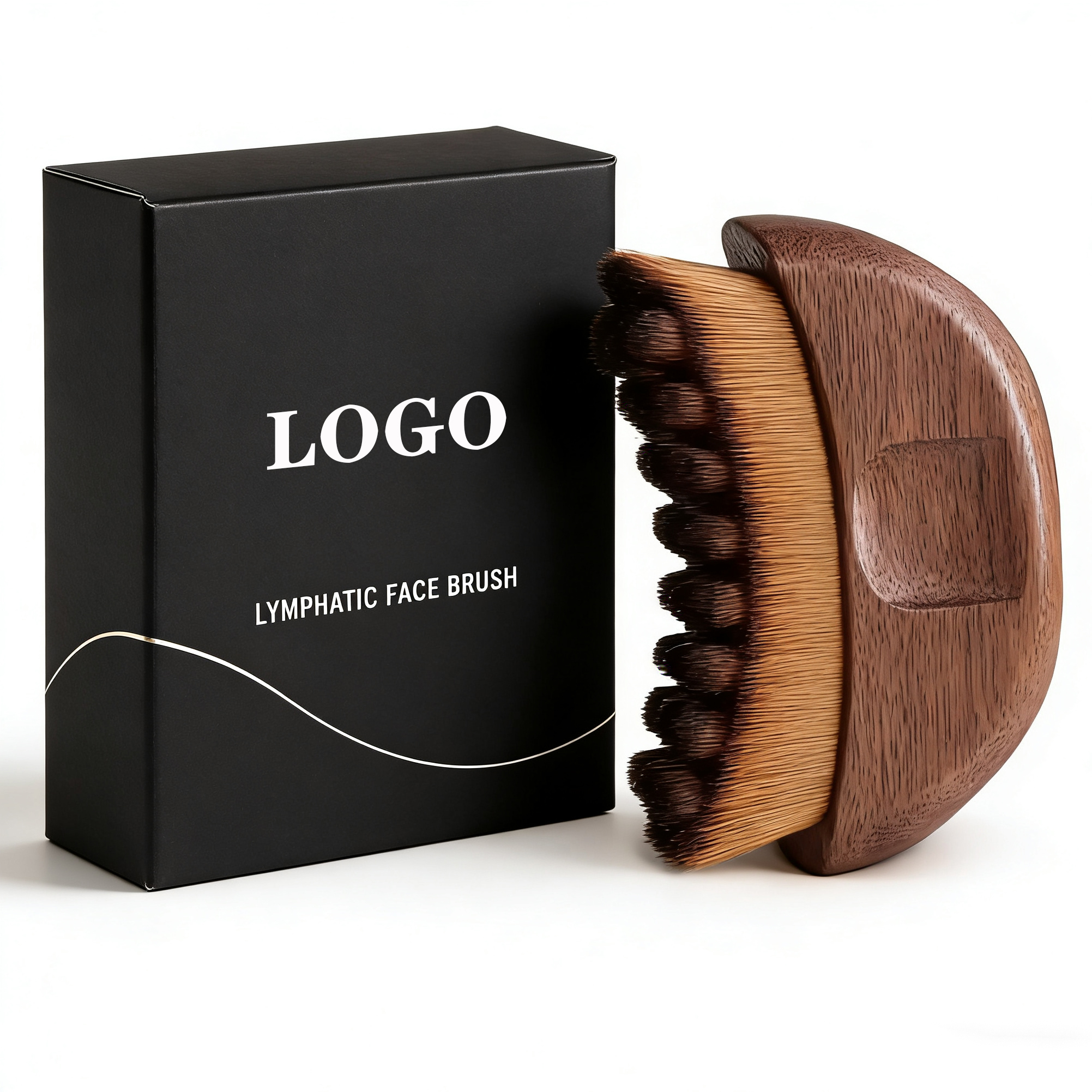 Custom Logo Lymphatic Contour Face Brush-Ergonomic Design for Precise Skin Drainage &amp; Massaging Relieves Fatigue Dry Brushing